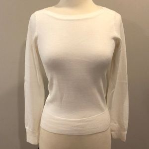 The Limited White XS Crew Neck Wool Sweater